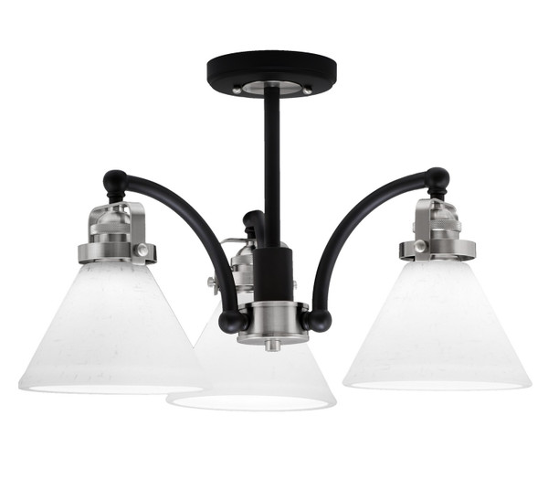 Toltec Lighting - 1947-MBBN-312 - Three Light Semi-Flush Mount - Easton - Matte Black & Brushed Nickel