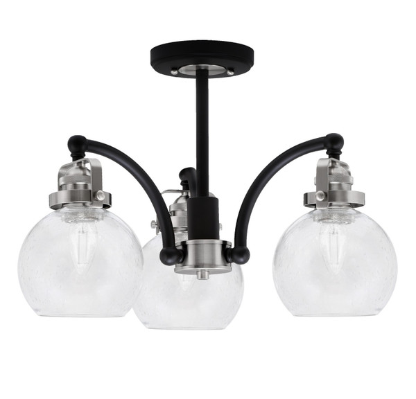 Toltec Lighting - 1947-MBBN-4100 - Three Light Semi-Flush Mount - Easton - Matte Black & Brushed Nickel