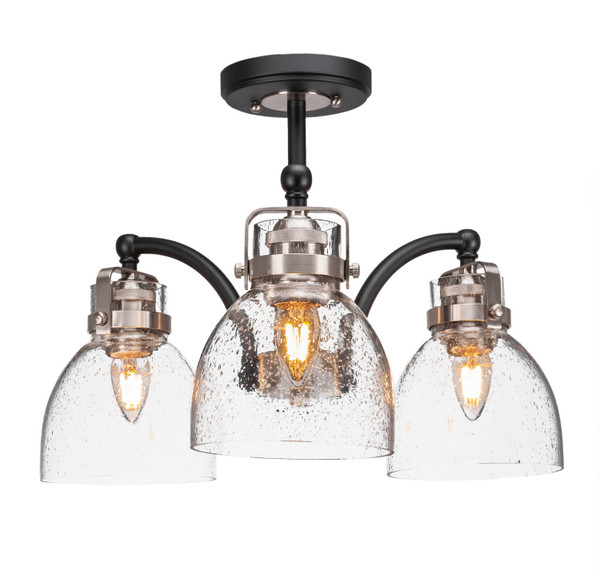 Toltec Lighting - 1947-MBBN-4110 - Three Light Semi-Flush Mount - Easton - Matte Black & Brushed Nickel