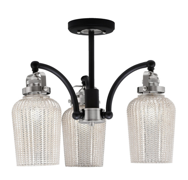Toltec Lighting - 1947-MBBN-4253 - Three Light Semi-Flush Mount - Easton - Matte Black & Brushed Nickel