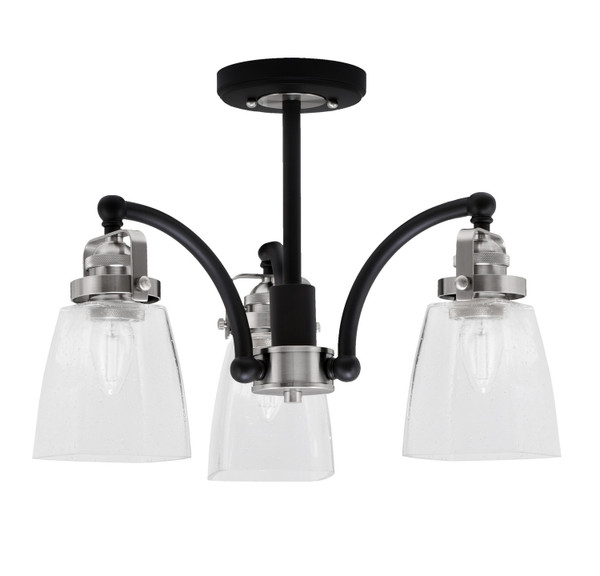 Toltec Lighting - 1947-MBBN-461 - Three Light Semi-Flush Mount - Easton - Matte Black & Brushed Nickel