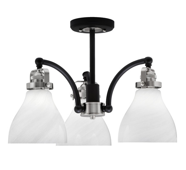 Toltec Lighting - 1947-MBBN-4761 - Three Light Semi-Flush Mount - Easton - Matte Black & Brushed Nickel