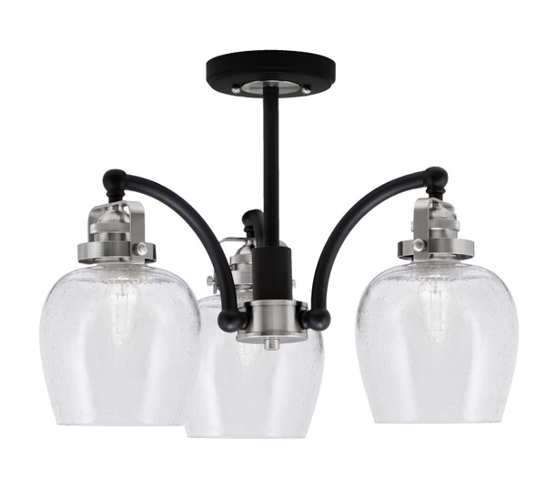 Toltec Lighting - 1947-MBBN-4810 - Three Light Semi-Flush Mount - Easton - Matte Black & Brushed Nickel