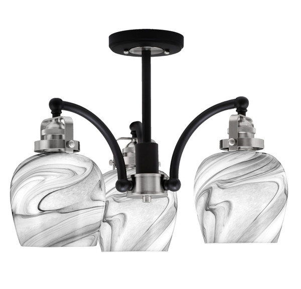 Toltec Lighting - 1947-MBBN-4819 - Three Light Semi-Flush Mount - Easton - Matte Black & Brushed Nickel