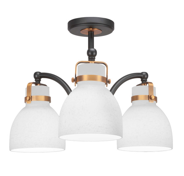Toltec Lighting - 1947-MBBR-4111 - Three Light Semi-Flush Mount - Easton - Matte Black & Brass