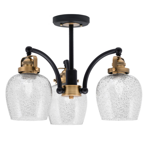 Toltec Lighting - 1947-MBBR-4812 - Three Light Semi-Flush Mount - Easton - Matte Black & Brass