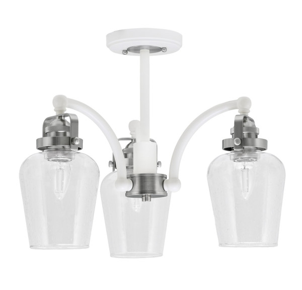 Toltec Lighting - 1947-WHBN-210 - Three Light Semi-Flush Mount - Easton - White & Brushed Nickel
