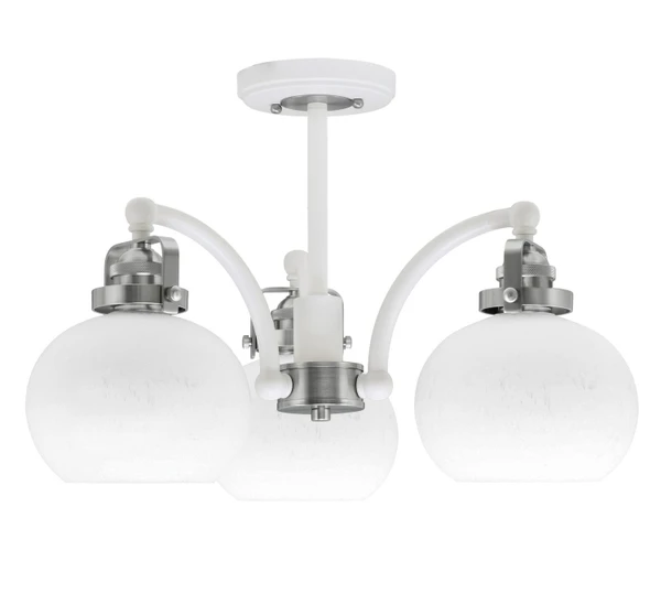 Toltec Lighting - 1947-WHBN-212 - Three Light Semi-Flush Mount - Easton - White & Brushed Nickel
