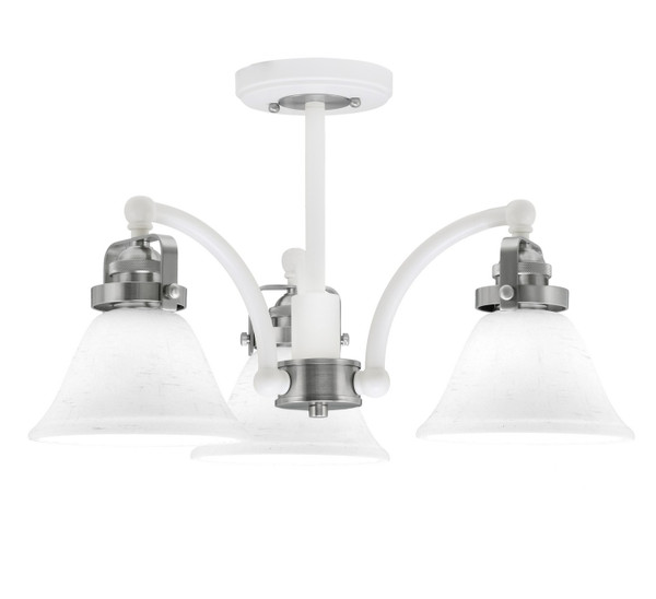 Toltec Lighting - 1947-WHBN-311 - Three Light Semi-Flush Mount - Easton - White & Brushed Nickel