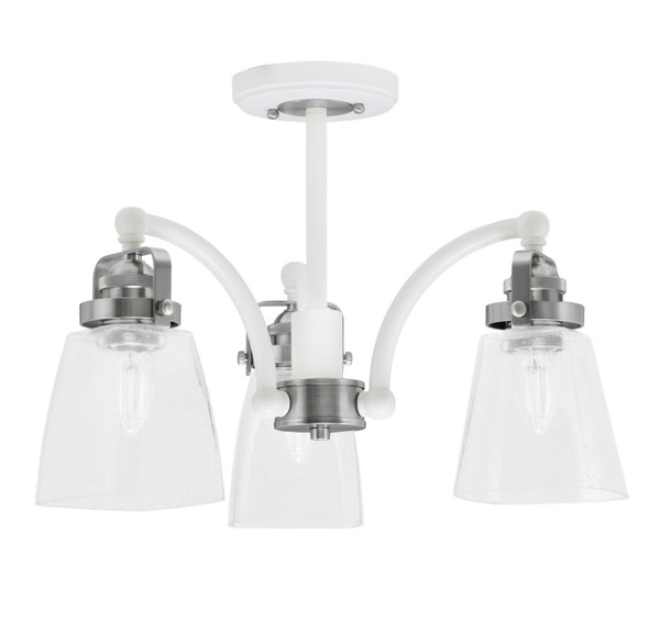 Toltec Lighting - 1947-WHBN-461 - Three Light Semi-Flush Mount - Easton - White & Brushed Nickel