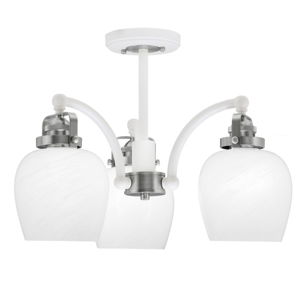 Toltec Lighting - 1947-WHBN-4811 - Three Light Semi-Flush Mount - Easton - White & Brushed Nickel