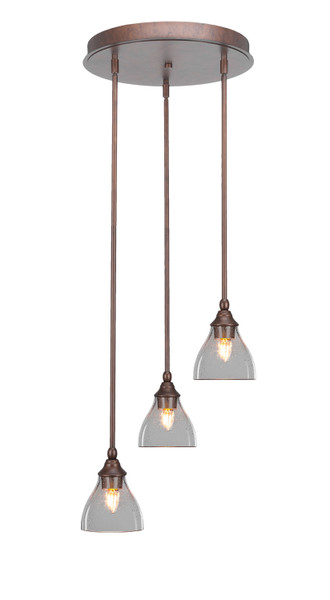 Toltec Lighting - 2143-BRZ-4760 - Three Light Cluster Pendalier - Empire - Bronze