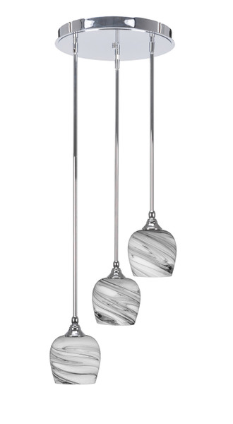 Toltec Lighting - 2143-CH-4819 - Three Light Cluster Pendalier - Empire - Chrome