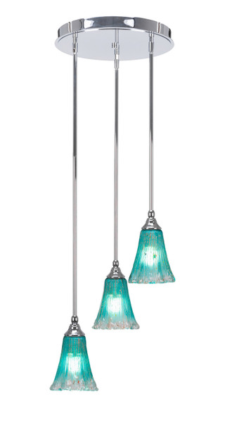 Toltec Lighting - 2143-CH-725 - Three Light Cluster Pendalier - Empire - Chrome