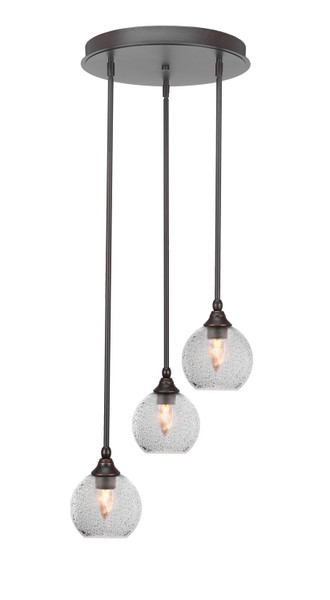 Toltec Lighting - 2143-DG-4102 - Three Light Cluster Pendalier - Empire - Dark Granite
