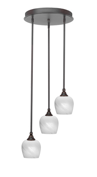 Toltec Lighting - 2143-DG-4811 - Three Light Cluster Pendalier - Empire - Dark Granite