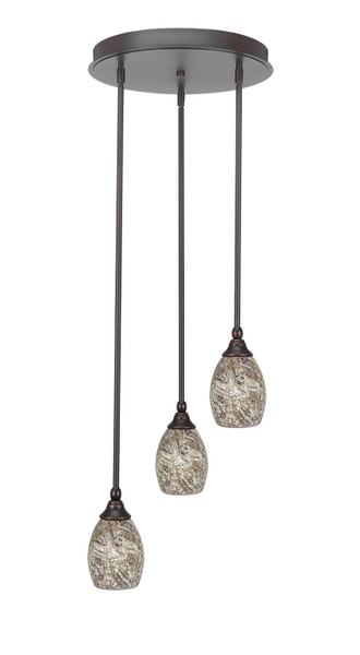 Toltec Lighting - 2143-DG-5054 - Three Light Cluster Pendalier - Empire - Dark Granite