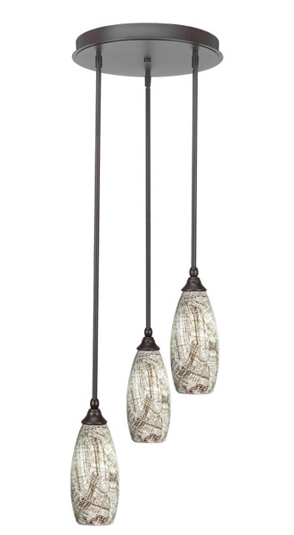 Toltec Lighting - 2143-DG-5064 - Three Light Cluster Pendalier - Empire - Dark Granite
