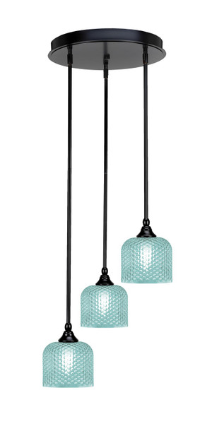 Toltec Lighting - 2143-MB-4615 - Three Light Pendalier - Empire - Matte Black