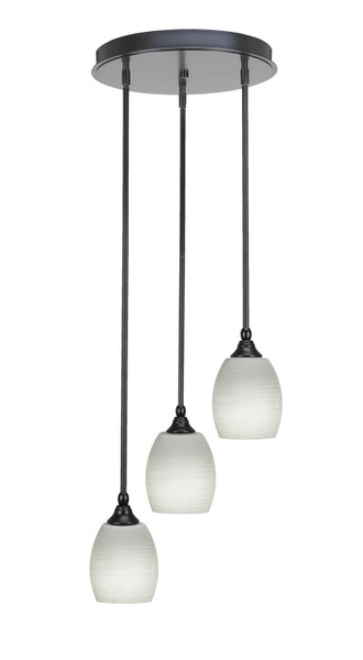 Toltec Lighting - 2143-MB-615 - Three Light Cluster Pendalier - Empire - Matte Black
