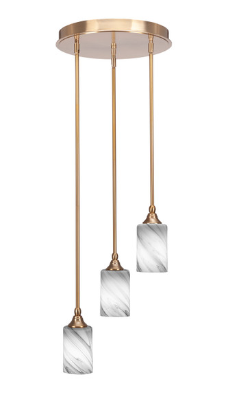 Toltec Lighting - 2143-NAB-3009 - Three Light Cluster Pendalier - Empire - New Age Brass