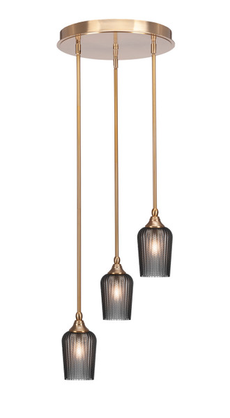 Toltec Lighting - 2143-NAB-4252 - Three Light Cluster Pendalier - Empire - New Age Brass