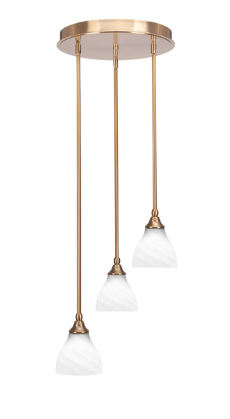 Toltec Lighting - 2143-NAB-4761 - Three Light Cluster Pendalier - Empire - New Age Brass