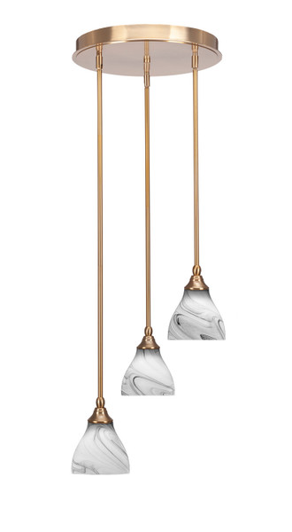 Toltec Lighting - 2143-NAB-4769 - Three Light Cluster Pendalier - Empire - New Age Brass