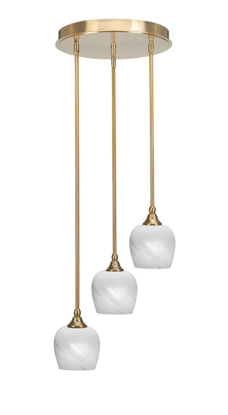 Toltec Lighting - 2143-NAB-4811 - Three Light Cluster Pendalier - Empire - New Age Brass