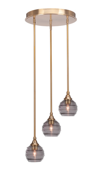Toltec Lighting - 2143-NAB-5112 - Three Light Cluster Pendalier - Empire - New Age Brass