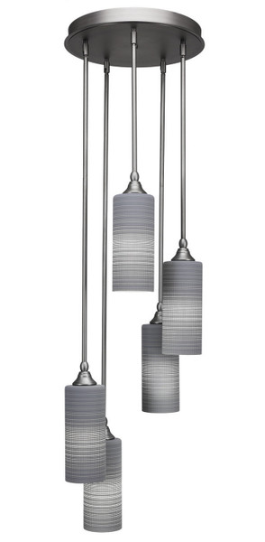Toltec Lighting - 2145-BN-4092 - Five Light Cluster Pendalier - Empire - Brushed Nickel