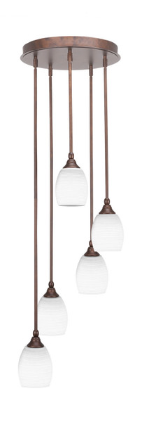 Toltec Lighting - 2145-BRZ-4021 - Five Light Pendalier - Empire - Bronze
