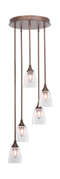 Toltec Lighting - 2145-BRZ-461 - Five Light Pendalier - Empire - Bronze