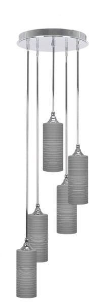 Toltec Lighting - 2145-CH-4092 - Five Light Pendalier - Empire - Chrome