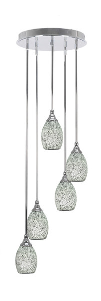 Toltec Lighting - 2145-CH-4165 - Five Light Pendalier - Empire - Chrome