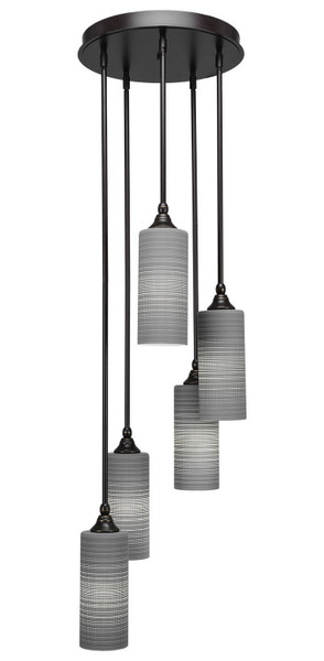 Toltec Lighting - 2145-DG-4092 - Five Light Cluster Pendalier - Empire - Dark Granite