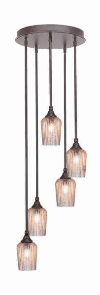 Toltec Lighting - 2145-DG-4253 - Five Light Pendalier - Empire - Dark Granite