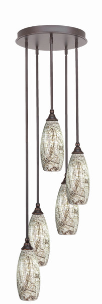 Toltec Lighting - 2145-DG-5064 - Five Light Pendalier - Empire - Dark Granite