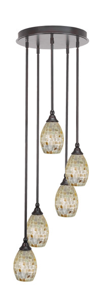 Toltec Lighting - 2145-ES-406 - Five Light Pendalier - Empire - Espresso