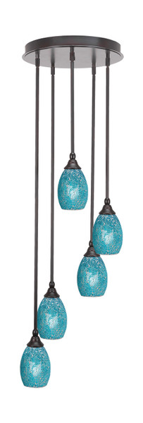 Toltec Lighting - 2145-ES-5055 - Five Light Pendalier - Empire - Espresso