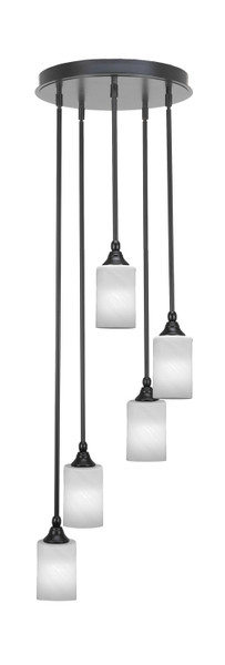 Toltec Lighting - 2145-MB-3001 - Five Light Pendalier - Empire - Matte Black