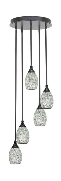 Toltec Lighting - 2145-MB-4165 - Five Light Pendalier - Empire - Matte Black