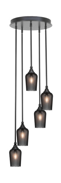 Toltec Lighting - 2145-MB-4252 - Five Light Pendalier - Empire - Matte Black