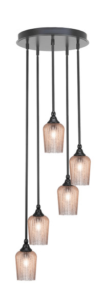 Toltec Lighting - 2145-MB-4253 - Five Light Pendalier - Empire - Matte Black