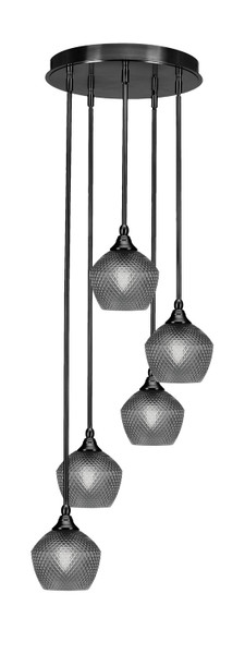 Toltec Lighting - 2145-MB-4622 - Five Light Pendalier - Empire - Matte Black