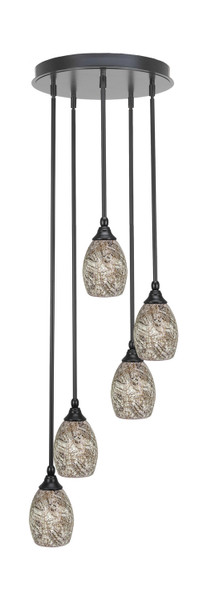Toltec Lighting - 2145-MB-5054 - Five Light Pendalier - Empire - Matte Black
