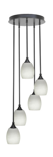 Toltec Lighting - 2145-MB-615 - Five Light Pendalier - Empire - Matte Black