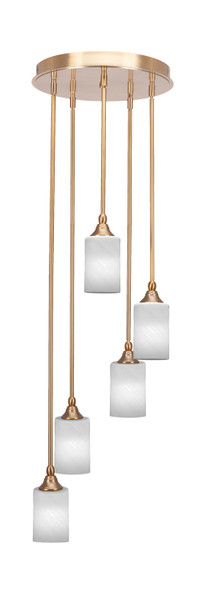 Toltec Lighting - 2145-NAB-3001 - Five Light Pendalier - Empire - New Age Brass