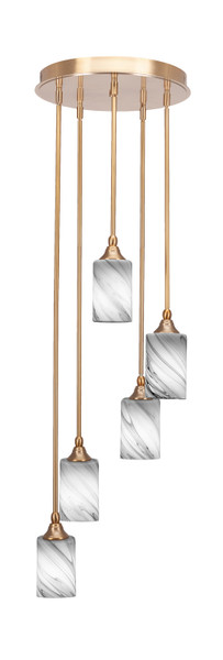 Toltec Lighting - 2145-NAB-3009 - Five Light Pendalier - Empire - New Age Brass