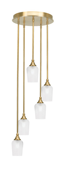 Toltec Lighting - 2145-NAB-4250 - Five Light Pendalier - Empire - New Age Brass